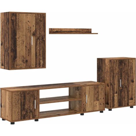 Maison Exclusive - TV-Schrankset Wandmontiert 4 pcs Altholz Holzw