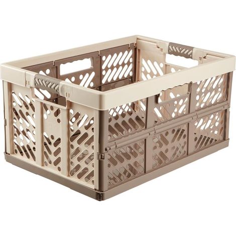 keeeper 4x Robusti Box Contenitori Pieghevoli con Impugnature Soft-touch, 54 x 37 x 28 cm, 45 L, Ben, Crema/Taupe (1/5)