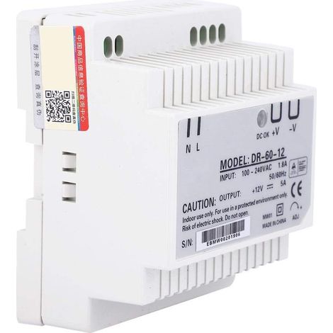 Alimentation Electrique 60W 100-240V Alimentation Industrielle Contrôle PWM Sortie Unique Rail Din Haute Précision (DR-60-12) (1/5)