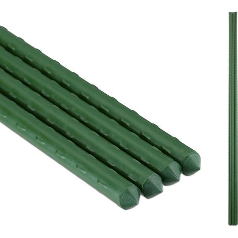 Relaxdays Set da 10 Bastoncini per Piante, Supporti per Rampicanti,  Ø: 10 mm, Bastoni per Piantine, H: 90 cm, Verde