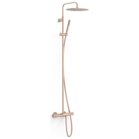 Ensemble de robinet thermostatique mural à 3 voies pour baignoire et douche Or Rose Mat 24K - TRES 19031212OPM (1/2)