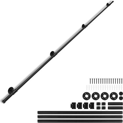 Wolketon Rampa para escaleras de pared 300cm Pasamanos de acero al carbono Balaustrada de pared para niños mayores Interior Exterior