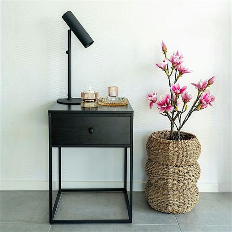 Table de chevet noire 1 tiroir VARDE (1/3)