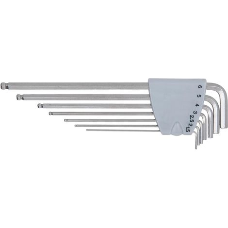 Kstools Juego de llaves Allen extra largas acero brillante 7 pcs