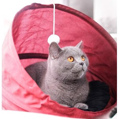 Katzenbett, Hundehütte, Katzenhaus mit Tunnel, faltbar