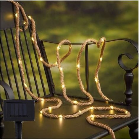 HOXILEELEO - Stringa di luce solare iuta impermeabile fino a 10 m con 200 LED per esterno, l'interno, la terrazza, la piscina, la casa (1/5)
