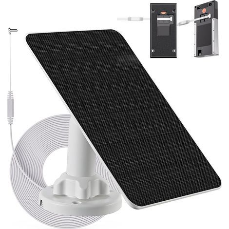 1 Panneau solaire 3W,batterie 4000mAh,câble 4m,IP65,USB-C pour sonnette Ring (1/5)