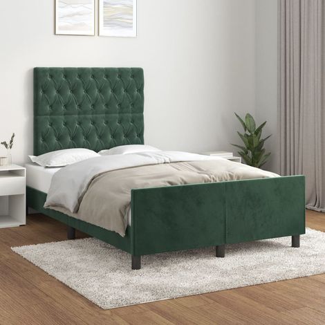 Cadre de lit et tête de lit,Lit Adulte,Meuble de Chambre à Coucher Vert foncé 120x200 cm Velours XZZ895942 (1/5)
