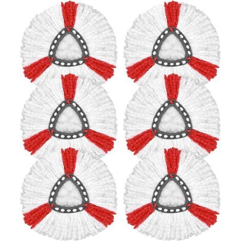 Pack of 6 mop heads compatible with the Vileda Turbo mop, replacement heads for microfiber mops, replacement mop heads for the EasyWring&Clean mop, for all mops (1/5)