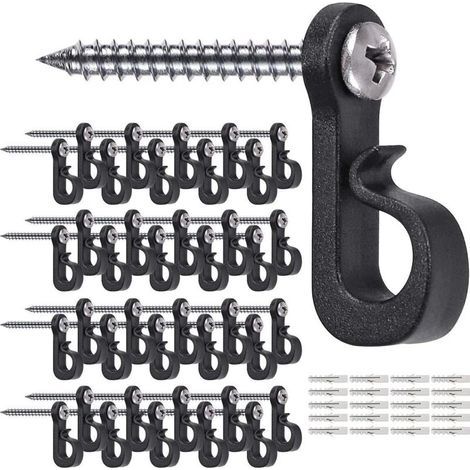 Lot de 40 crochets de suspension pour lumières de Noël avec vis cruciforme pour garage, Nouvel An, fête en plein air, câble facile à démouler et lumières LED féériques, vis larges (1/5)