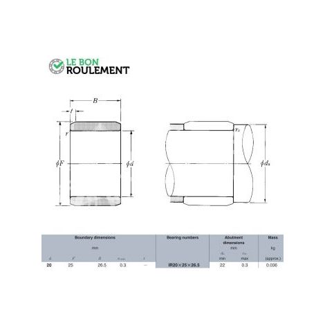 Bague acier intérieure 1R20X25X26.5-NTN
