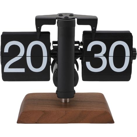Orologio digitale pieghevole retrò, meccanico, a batteria, per la decorazione di casa e ufficio, base in noce nero, display 24 ore -Crezuo