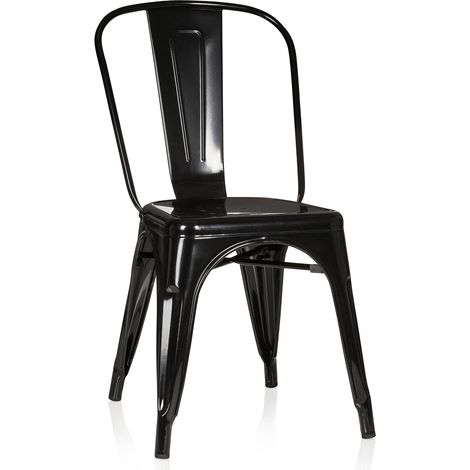 Chaise bistrot VANTAGGIO Comfort Métal Noir, Style Industriel, empilable (1/5)