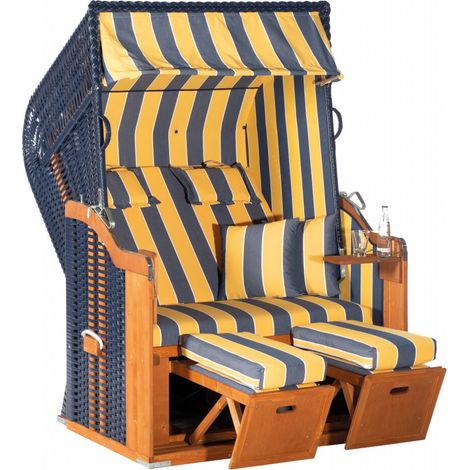 Sonnenpartner Rustikal 250 Plus 2-Sitzer Strandkorb Halbliegemodell PVC-Geflecht