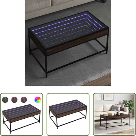 Couchtisch mit Infinity-Spiegel -  Couchtisch mit Infinity-LED Braun Eichen-Optik 90x50x41 cm (1/5)