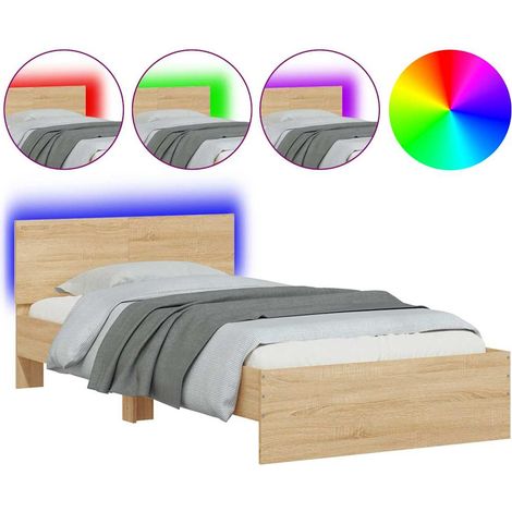 Maison Exclusive - Estructura de cama cabecero luces LED roble So