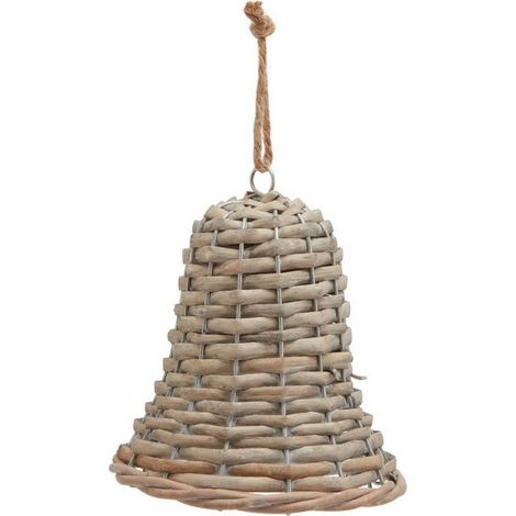 The Noel Collection Medium Bell Decoration - Wicker - L7 x W7 x H12 cm - Brown