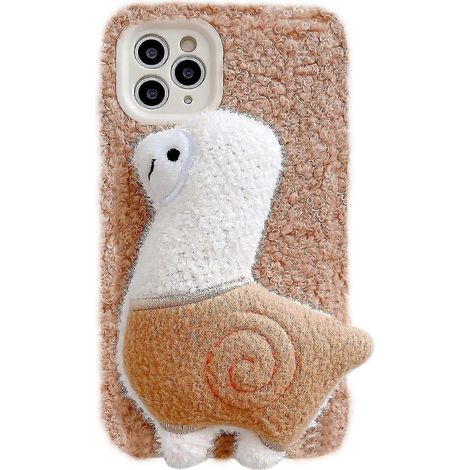 iPhone 11 Pro Max-kompatible Hülle mit niedlichem 3D-Plüschtier (braunes Alpaka) – Geschenkidee (1/5)