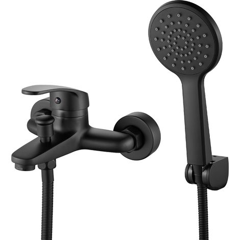 Mitigeur Baignoire Noir avec Douchette et Flexible de Douche (1/5)