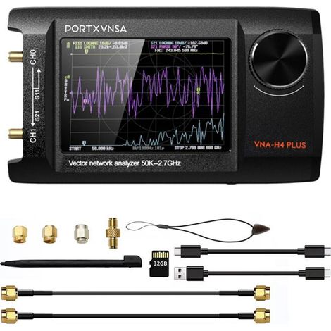 Analizador portátil de antenas de red vectorial, pantalla táctil LCD IPS de 4 pulgadas, 50 kHz, 2,7 GHz, -H4, con tarjeta de 32 GB. (1/2)