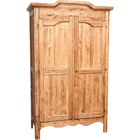 Country-style solid lime wood , natural finish W127xDP59xH204 cm sized wardrobe. Made in Italy (1/5)