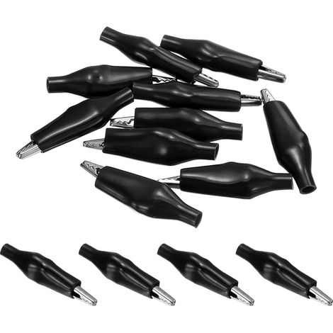 10pcs Pinces Crocodile 24mm Petites Pinces Électriques Isolées En Acier Pour Multimètre Laboratoire Test De Batterie Câble Pince De Connexion, Noir (1/5)