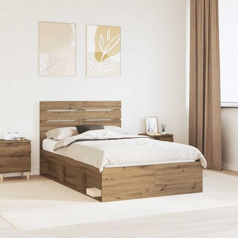 Cadre de lit-Structure de lit Chêne artisan 120 x 190 cm Pin massif 607183 (1/5)