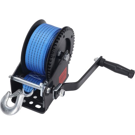 Treuil manuel 1600lbs avec sangle en nylon, acier allié robuste, manivelle pour levage industriel (1/5)
