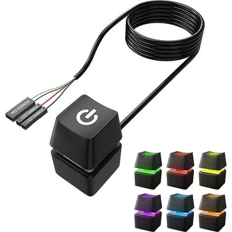 Bouton d'alimentation pour PC, ordinateur de bureau, démarrage à distance externe, carte mère On Off Switch, composants PC, rallonge de 2 m avec lumière LED (1/5)
