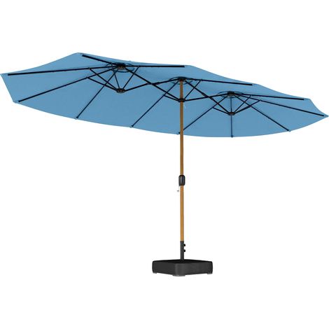 Parasol Altopiano Double Ombrage Extra-Large Résistant UV Bleu Noir Effet Bois 467x281 cm (1/5)