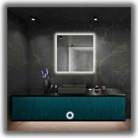 LED-beleuchteter Spiegel 70x70 cm, wasserdicht (IP65) mit Berührungsschalter