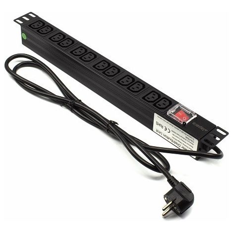 19" 12 X Iec Rack Strip mit Switch Für die Netzwerktechnik