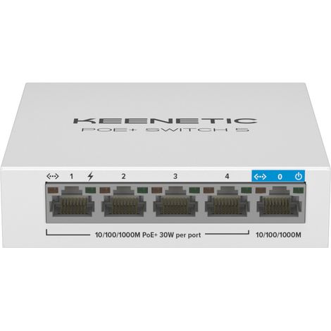 Keenetic 5-Port Gigabit-Switch mit 4 PoE+-Ports und 60-W-Leistungsbudget