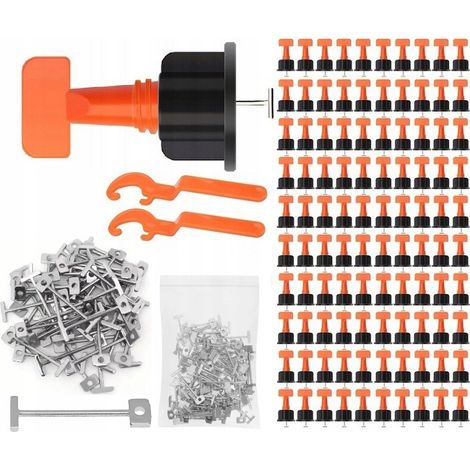 SISTEMA DE NIVELACIÓN DE AZULEJOS: 200 CLIPS (100 CLIPS) + 100 PASADORES