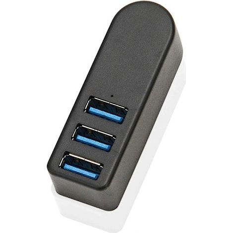 USB 3.0 Hub, 270° drehbarer USB-Splitter, 3-Port Mini-USB 3.0 Hub aus Aluminium, Daten-Hub (Schwarz)