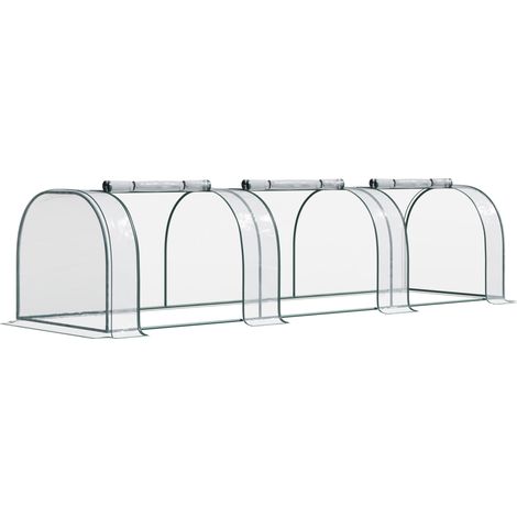 Invernadero de lámina con puerta 350 x 100 x 80 cm PVC transparente con estructura de acero verde (1/5)