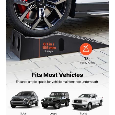 Rampe de voiture, 2 PCs, rampe d'accès portable à profil haut pour voiture, capacité de 5897 kg, hauteur de levage de 155 mm, pour… (1/5)