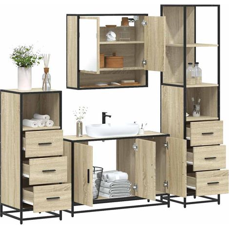 Juego de muebles de baño 4 pzas contrachapada roble