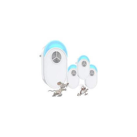 Anti Moustique Ultrason Prise, Ultrason Souris Mouche 4 Paquets, Appareil Repulsif Souris Efficace pour Repousser Les Rats, Les araignées, Les moustiques, Les Souris, Les cafards Bla