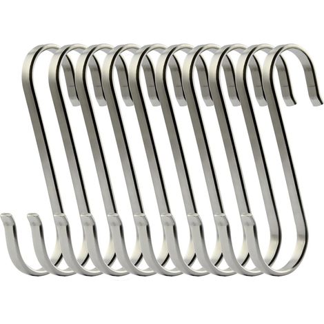 LaBlanc - Juego de 10 ganchos en forma de S de acero inoxidable para colgar utensilios de cocina o carne de carnicero (1/5)