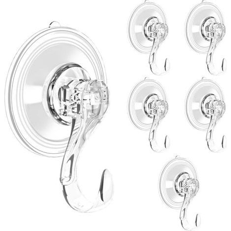 ZOLGINAH Set di 6 ganci a ventosa, resistenti, per vetro, finestre, pareti, bagno, doccia, appendere asciugamani, supporto per ghirlande di luffa, 3 kg (1/4)