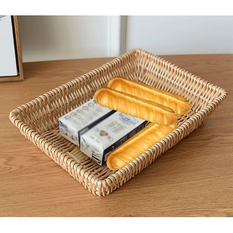 Panier de rangement en osier tressé pour fruits et pain, empilable et pratique (1/5)