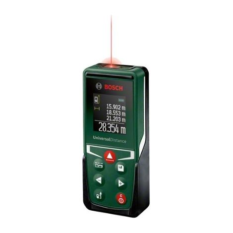 Medidor láser UniversalDistance 30 de Bosch (mide con precisión distancias de hasta 30 m, diferentes funciones de medición, función de memoria, en caja de cartón)