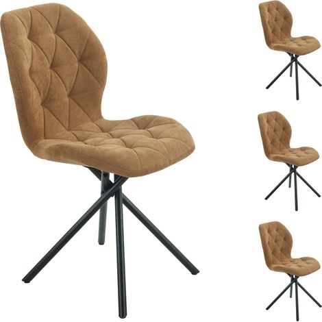 Lot de 4 chaises rotatives 47x58x85 cm en tissu moutarde - KAYRA
