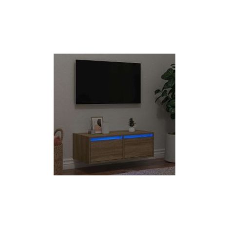 Meuble TV avec lumières LED chêne sonoma 75x35,5x25 (1/5)