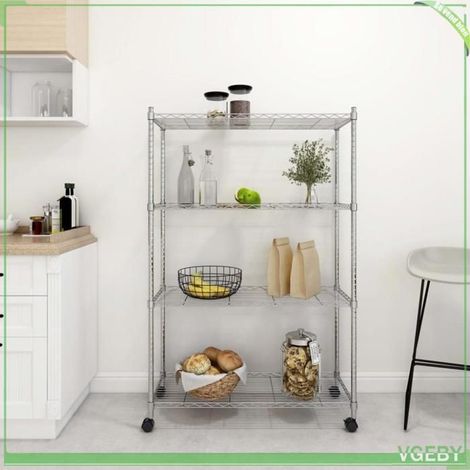 Étagère de rangement - Modèle 324627 - 4 niveaux - 90 x 35 x 142 cm - Avec roues (1/5)
