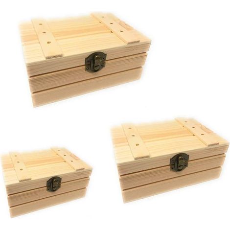 Set 3 scatole rettangolari intarsiate con Strisce Orizzontali matrioska Scatola portagioie portagioielli per decoupage (1/2)