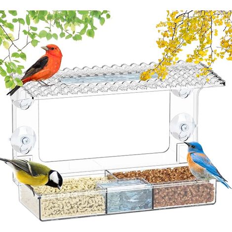 Mangeoire à Oiseaux Fenêtre Transparente, Voliere Oiseaux Interieur Amovible (1/5)