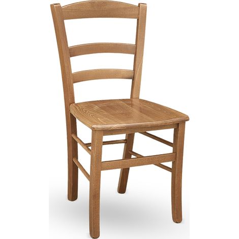 Sedia da sala da pranzo Paesana in legno noce chiaro con seduta in massello