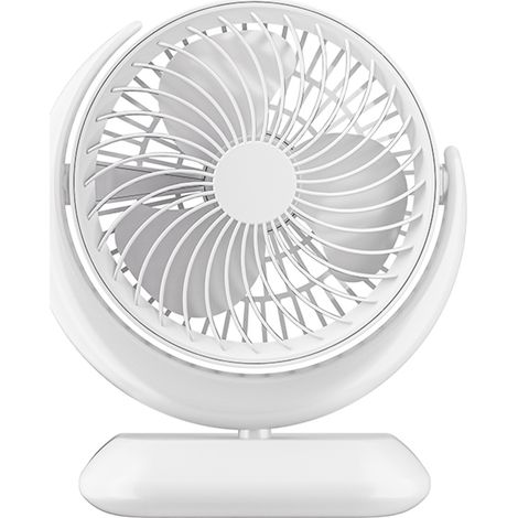 Mini-Tischventilator in Mondform mit Gleichstrommotor, 45° verstellbarem Luftauslass, Netzanschlussmodell mit warmem Licht – ideal für Büro und Zuhause